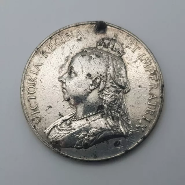 Antique Queen Victoria Diamond Jubilee Medal/Medallion White Metal 1897