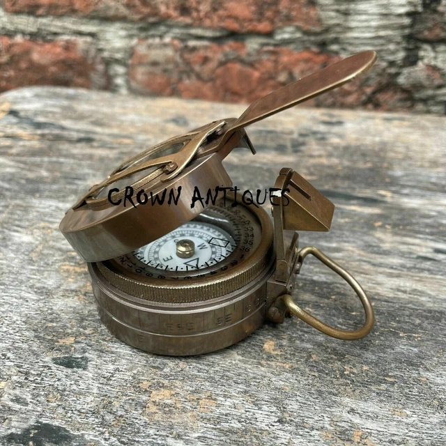 Vintage Solid Brass WWII Military Pocket Compass Gift Antique Compass Designeer.