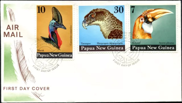 1974 Papua New Guinea Large Birds Set Of 3 Unaddressed First Day Cover, GC