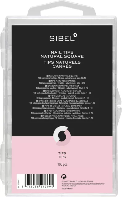 Boîte de 100 tips naturels pour ongles 10 tailles Sibel