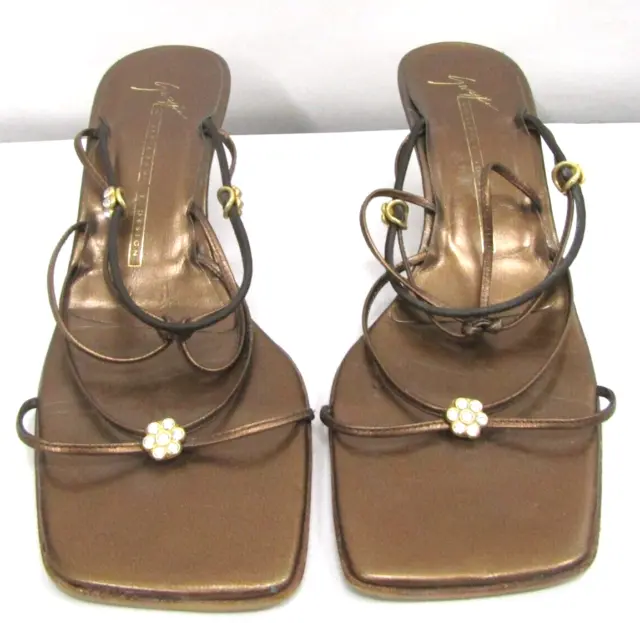 Giuseppe Zanotti Vicini Womens Bronze Embellished Heel Sandals Size 7
