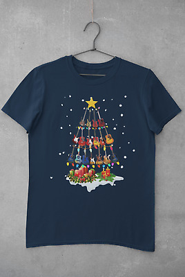 T-Shirt Natale a tema chitarra albero di chitarre musicista chitarrista regalo