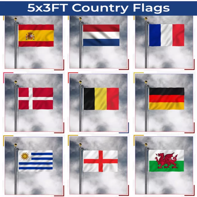 5x3ft Large National Flags Football Rugby Sports League World Cup Polyester Flag