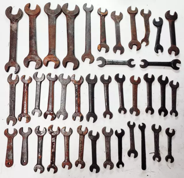 Spanner open end wrench mix lot 9'' to 4'' drop forged Kraeuter, U.S.A. Indestro