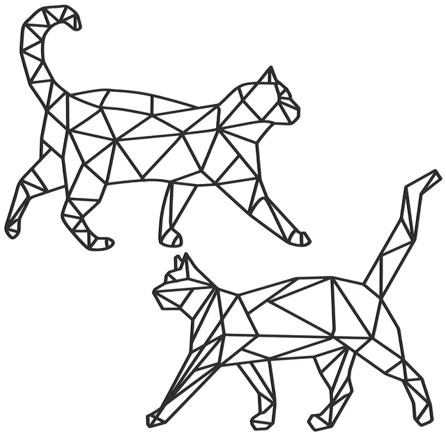 Geometric Metal Cat Wall Decor - Modern Minimalist Wire Art (Black)