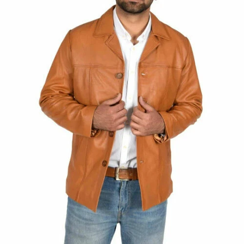 Nuevo Hombre Cuero Auténtico Chaqueta/Blazer Genuino Cordero Suave Casual Traje