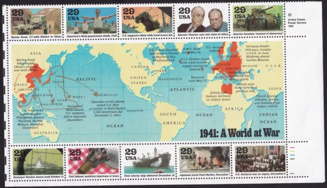 Scott #2559 1941 World at War (Nazi Germany, Great Britain) Sheet of 10 Stamps