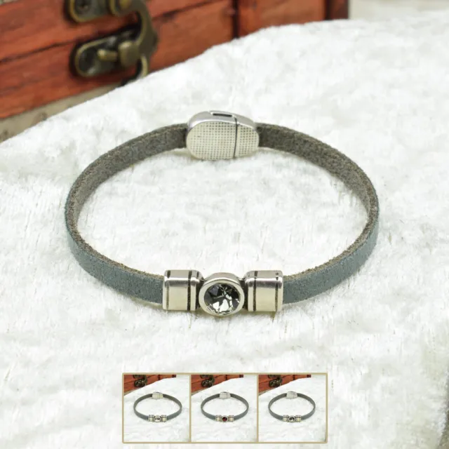 ❦ Armband SVEA | Leder | 5 mm | mit Swarovski Kristall | Magnetverschluss | 03 ❦