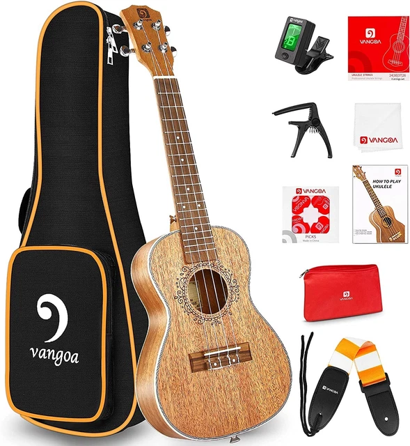 Vangoa Tenor Ukulele 26" Solid Mahogany Acoustic Carry Bag Tuner Strings Strap