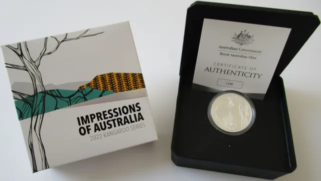 Australia 1 Dollar 2022 Kangaroo Impressions 1 Oz Silver Proof