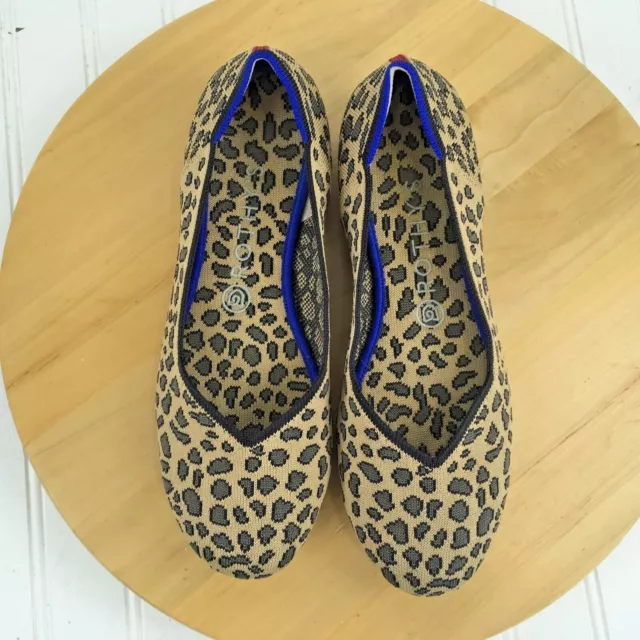 Rothys The Flat Leopard Print Round Toe Ballet Flats Shoes Womens Size 9.5
