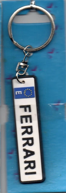 Ferrari Plates Europe Rubber Rectangular key chain Vintage 1 piece 6x1cm