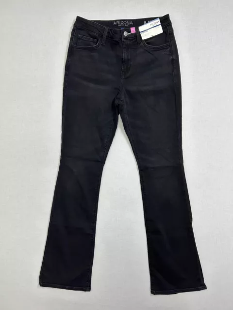 Arizona jeans size 9 long women high rise boot cut black dark wash denim