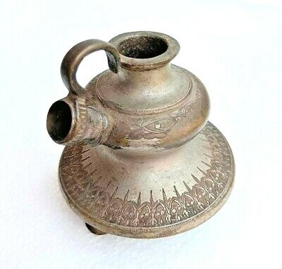1920s Old Vintage Antique Brass Silver Plated Fine Engraved Beautiful Hukkah Pot
