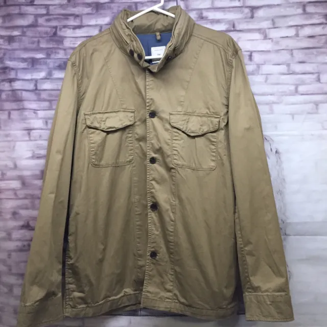 Gap Men's Stretch MILITARY Style Shirt/Jacket Hooded Size XL Mission Tan