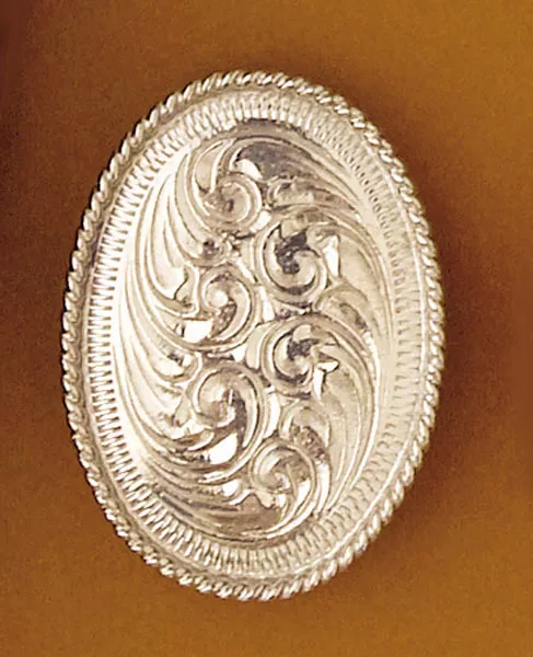 NEW! Western Scarf Slide - Silver Engraved Oval 2