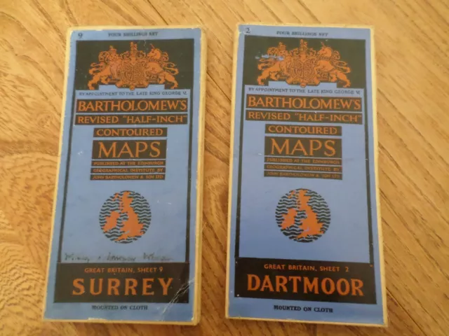 BARTHOLOMEW'S REVISED 'HALF-INCH' CONTOURED MAPS - choice of areas