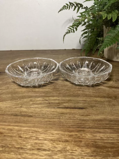 RCR Cut Crystal Tapered Candle Holders Pair Dish Holder Royal Crystal Rock