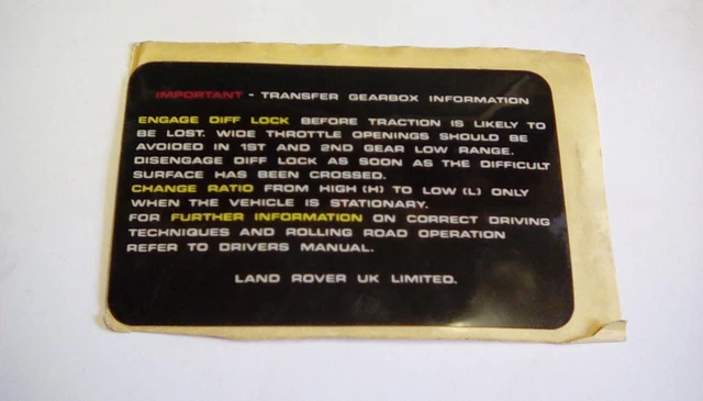 Land Rover Range Rover Classic Fuse Cover Sticker / Trim Decal – Genuine BTR1314 (Brown)