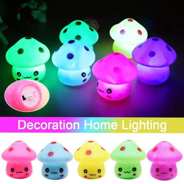 Lámpara LED de noche colorida decoración de hongos habitación habitación bebé escritorio lámpara nocturna A
