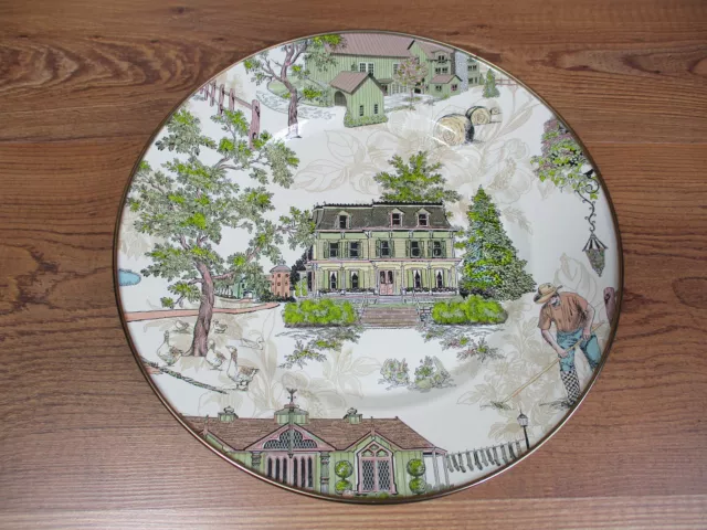 Mackenzie Childs Aurora 10” Dinner Plate Metal Enameled Farm Goose Rabbit