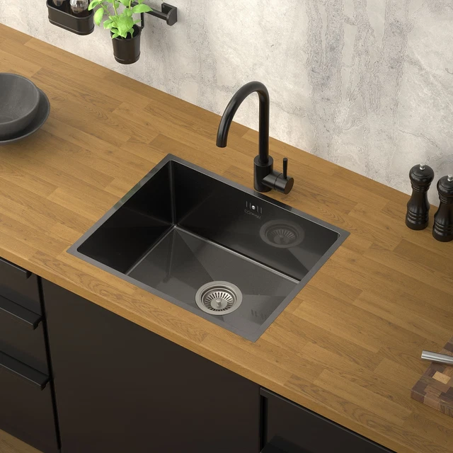 AURALUM MAX Évier Cuisine 1 Bac en Acier Inoxydable 65x45CM Évier
