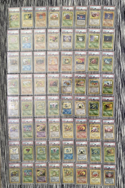 Komplettset, 1. Auflage Dschungel-Pokémon, PSA 9, 64/64, neuwertig, WOTC Vintage