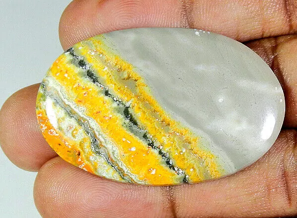 57Cts. Natural Bumble Bee Jasper Oval Cabochon Loose Gemstone 30X47X05MM