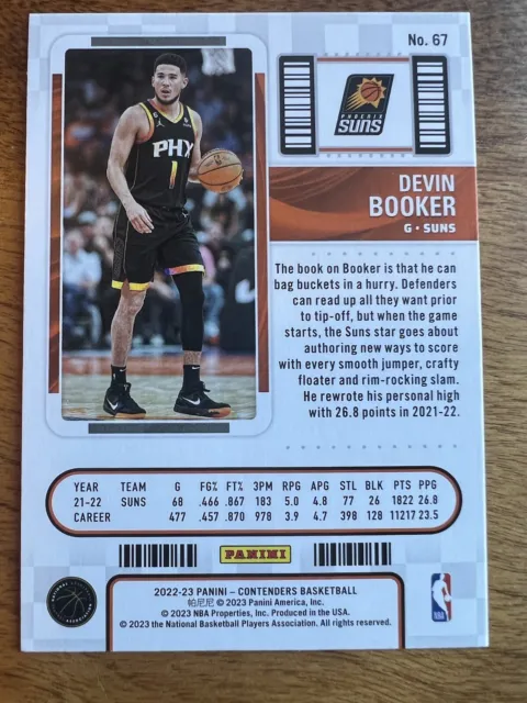 2022-23 PANINI CONTENDERS | Devin Booker - Suns | Billet de saison #67 ...