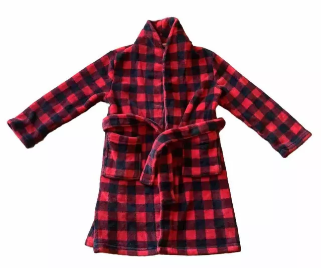 Arizona Youth Robe Bathrobe Pajamas Cover Up Size XXS 4/5 Red Black Plaid EUC