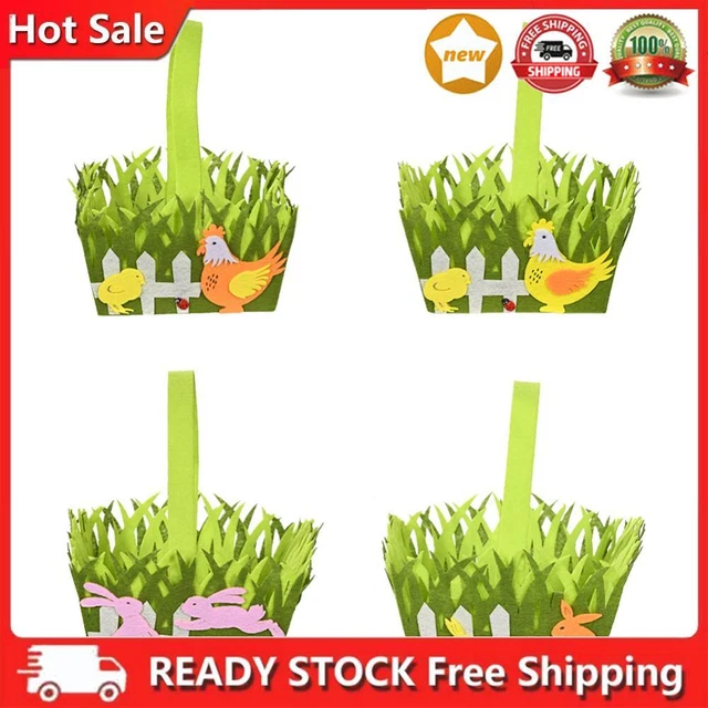 Cesta de Pascua portátil no tejida cubo de almacenamiento hogar fiesta adornos decoración
