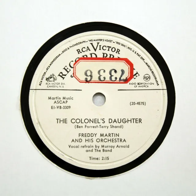 FREDDY MARTIN ORCHESTRA "The Colonel's Daughter" RCA VICTOR VINYL PROMO [78 RPM]