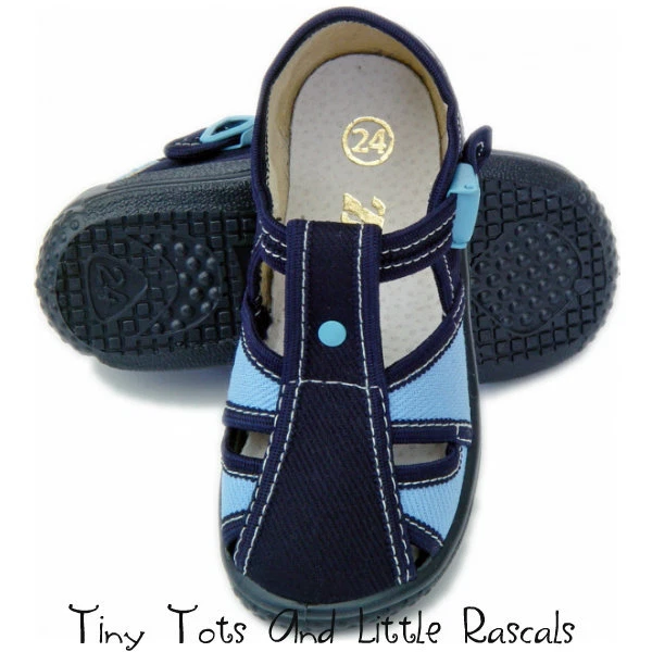 Boys Toddlers Canvas Shoes Sandals Nursery Slippers Leather Insole Size 3 - 9