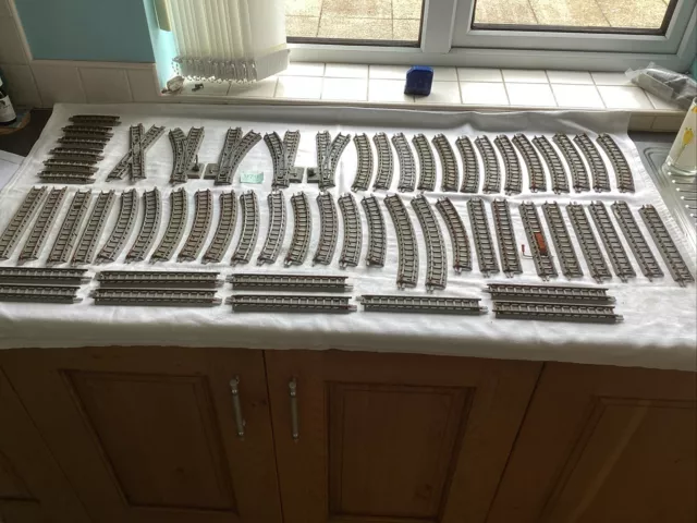 59 Assorted Triang 00 Gauge Grey Track. Curves Straights Points See Des (979)