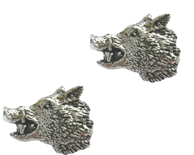 2X Wild Jabalí Cabezas Hecho a Mano De Peltre Inglés Pin Insignia TSB-A48