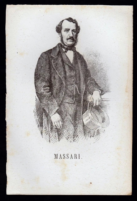 Giuseppe Massari Incisione Xilografia '800 Uomo Politico Deputato Regno Italia
