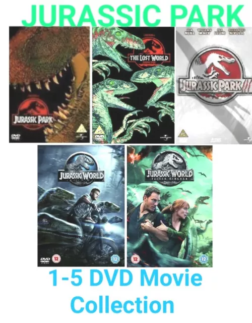 Jurassic Park/World 1-5 Complete DVD Movie Collection: 1 2 3 4 5 Fallen Kingdom