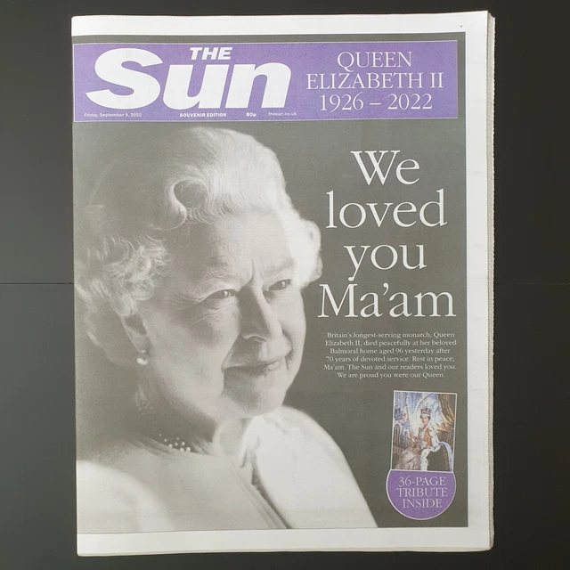 The sun uk newspaper 9 september 2022 death of queen elizabeth ii 