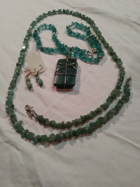 Handmade lot of Jewelry. 2 Necklaces And a pair of Earrings