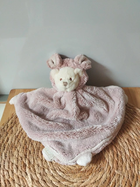 Doudou plat ours déguisé en souris blanc parme mauve Bukowski