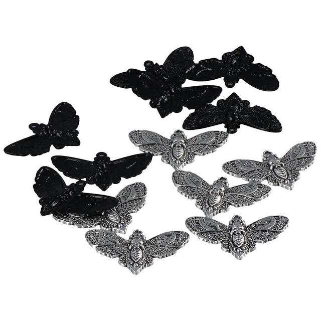 Silber Halloween Schwarz Skelett kopf Schädel-Motten-Charme  Handwerks bedarf