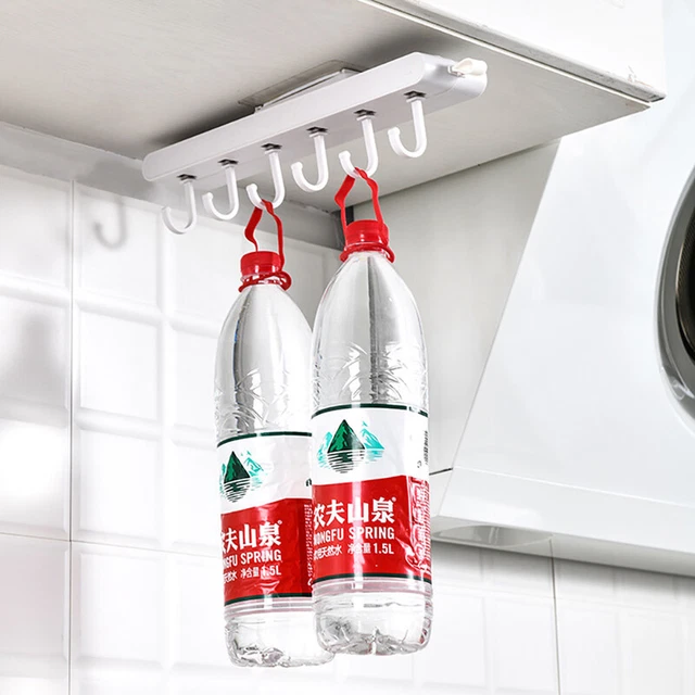 Push-pull Telescopic 6 Hooks Kitchen Hook Cabinet  Storage Rack Shelf OrganizH7