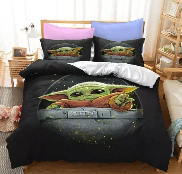 Yong Master Yoda Bedding Set Doona Cover Mandalorian Duvet Cover PillowCase