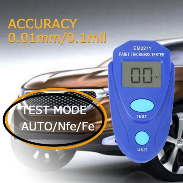 Painting Thickness Gauge Non-magnetic Coat Thickness Meter Automotive Tester USA