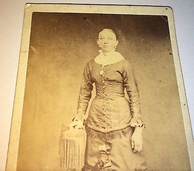 Antique Victorian American Fashion Dress Woman! Full Body Portrait CDV Photo! US