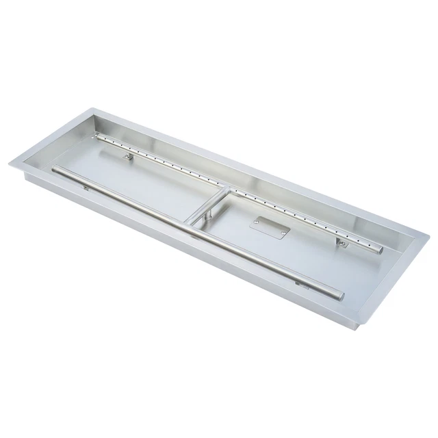 36x12 Inch Fire Pit Pan w Burner Drop-In Stainless Steel Fireplace Accessories