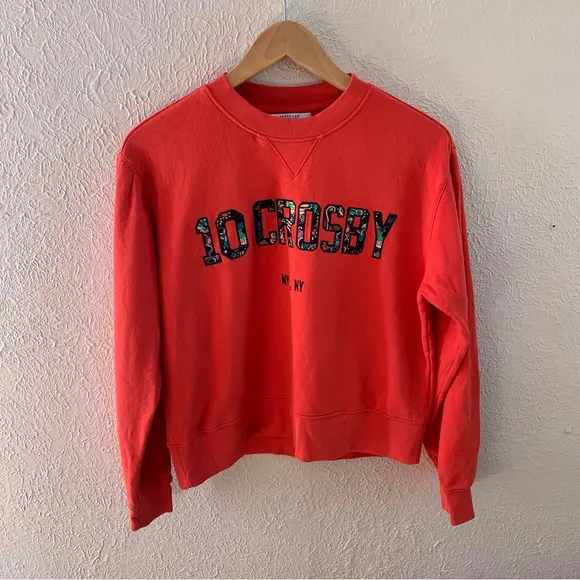 DEREK LAM 10 CROSBY Ayla Embroidered Sweatshirt Red Capsule Collection Size S