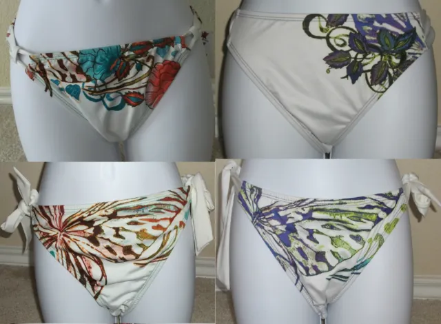 NWT LUCKY BRAND floral on white tie side & regular swim bikini bottom pant,S,M,L