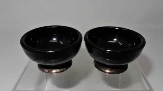 A RARE Birks Sterling Matching Salt Tub Set with Melamine and Sterling Bases