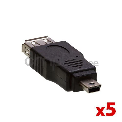 5 Pack USB 2.0 Female to Mini 5Pin Male Converter Extension Adapter